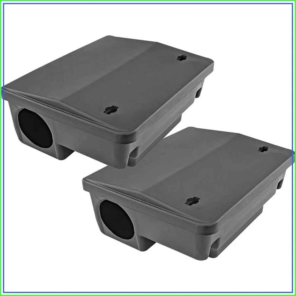 

Rodent Bait Stations 2-Pack – Child & Pet-Safe Locking Design for Indoor/Outdoor Use with Mounting Brackets