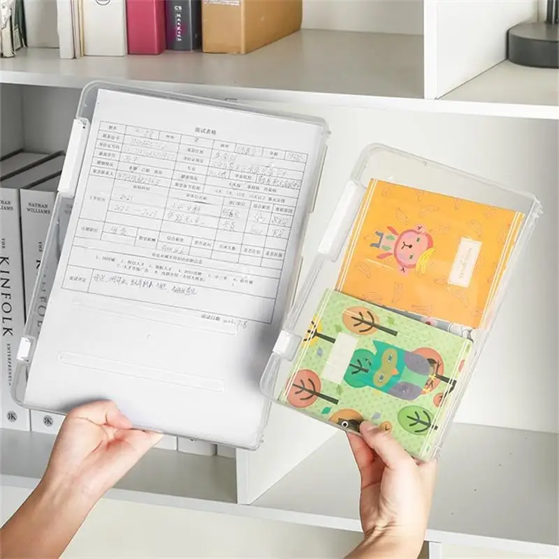 A4/A5 Plastic Documents Storage Box Transparent Large Capacity File Paper Classification Box Desktop Organizer Stationery