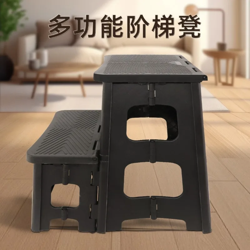 

Household foldable stool two or two steps Household plastic climbing steps High and low pedal folding stool