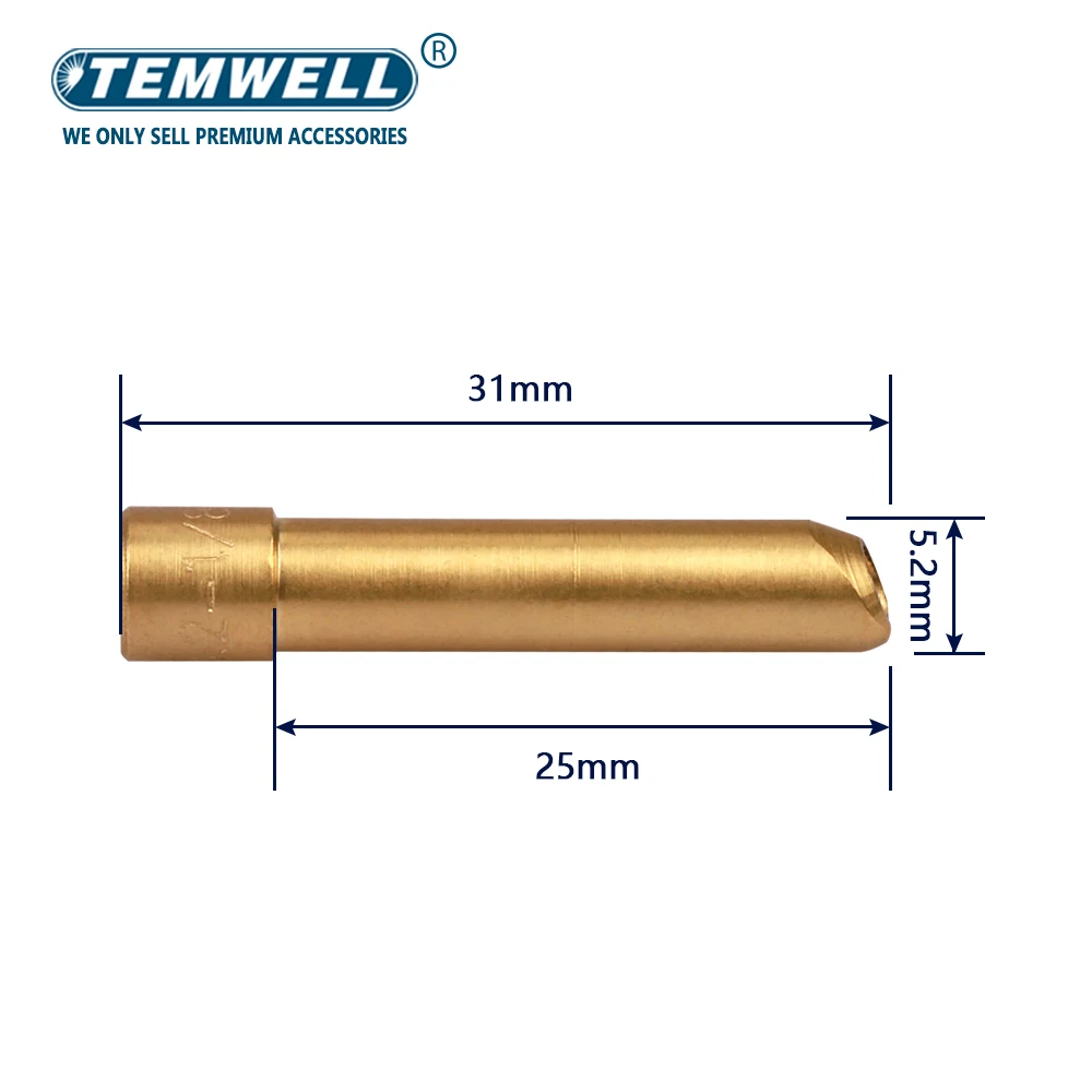 10PCS 30MM Length Wedge Tig Collet Welding Consumable Tungsten Electrode Collet For WP17/18/26 Torch Short Wedge Tig Collets