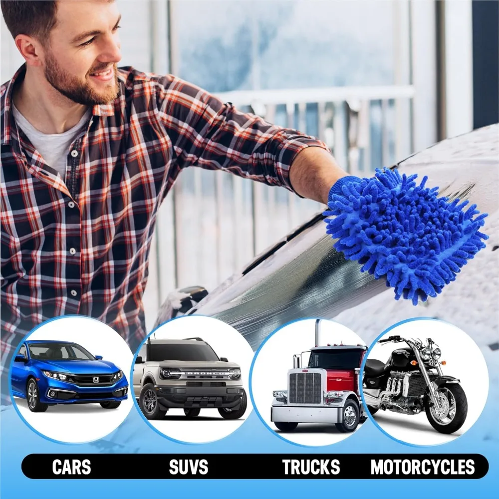 ستوكات غسيل السيارات مزدوجة الوجهين الشنيل قفازات السيارات فائقة الامتصاص غسل سوبر سميكة الكثافة الإسفنج خدش تنظيف السيارات #6