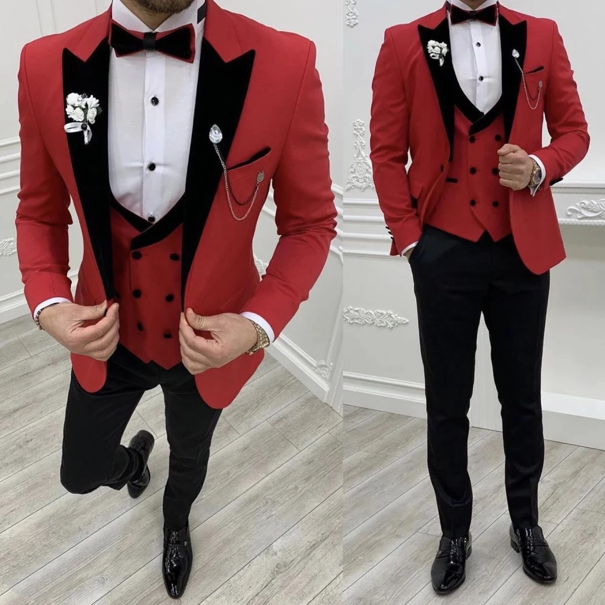 Custom Made Purple Prom Party Wedding Suits For Groom Slim Fit Business Work Wear Men Blazer Waistcoat Trousers Marriage Costume