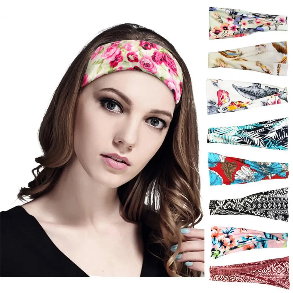 Women Yoga Headband Elastic Comfortable Fabric Yoga Sport Headwrap For Indoor Outdoor