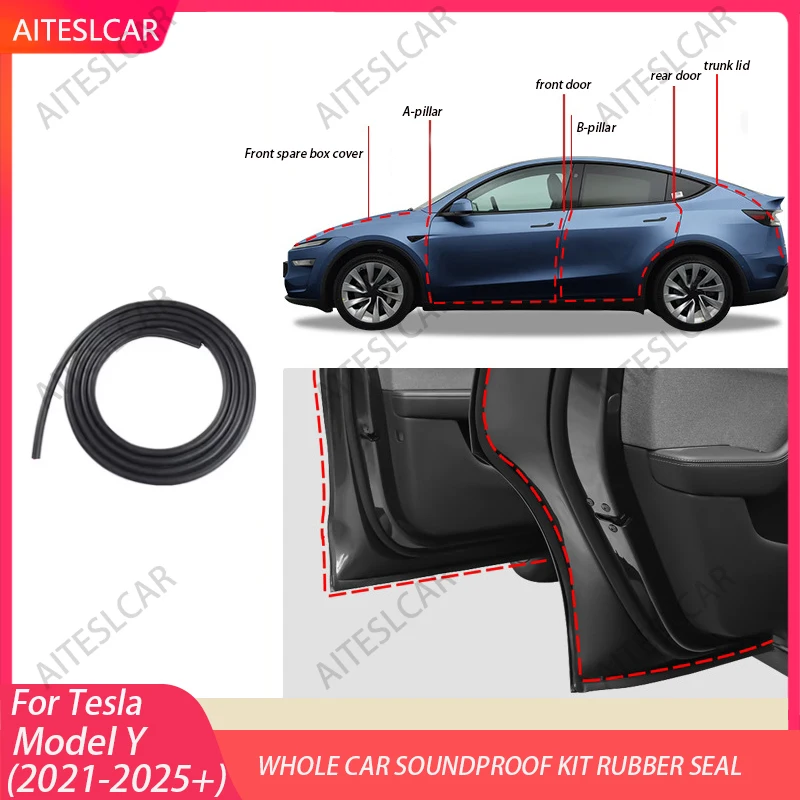 Kit de joint de porte pour Tesla modèle Y Juniper 2025 – 2020, bande météo en caoutchouc insonorisée, Kit de réduction du bruit du vent