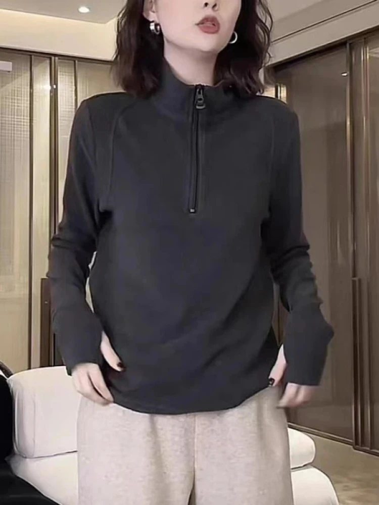 

Женская утепленная толстовка на флисе с капюшоном, осенне-зимняя новинка, на молнии, большие размеры, прямой крой, в корейском стиле