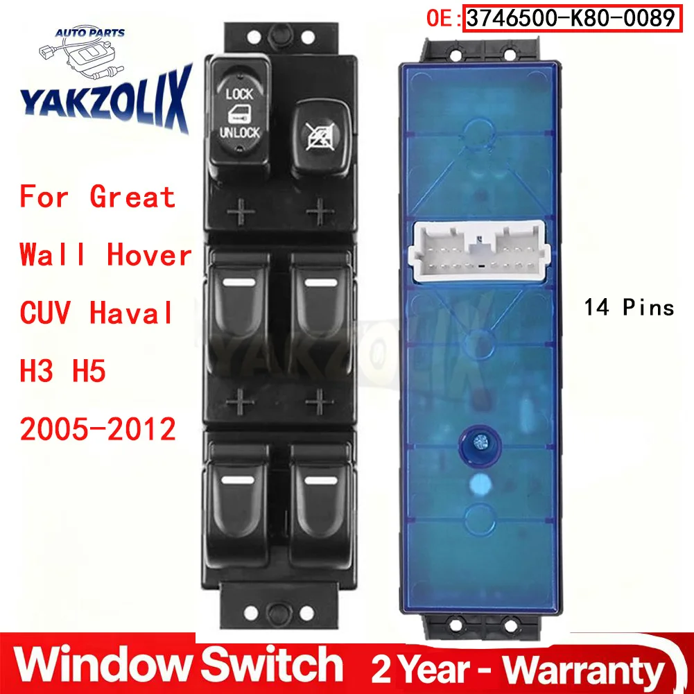 Interruptor Eléctrico para Ventanilla Delantera Izquierda para Great Wall Hover Haval H3 H5 2005-2012, Botón Elevador de Ventanilla, Piezas de Automóvil 3746500-K80-0089