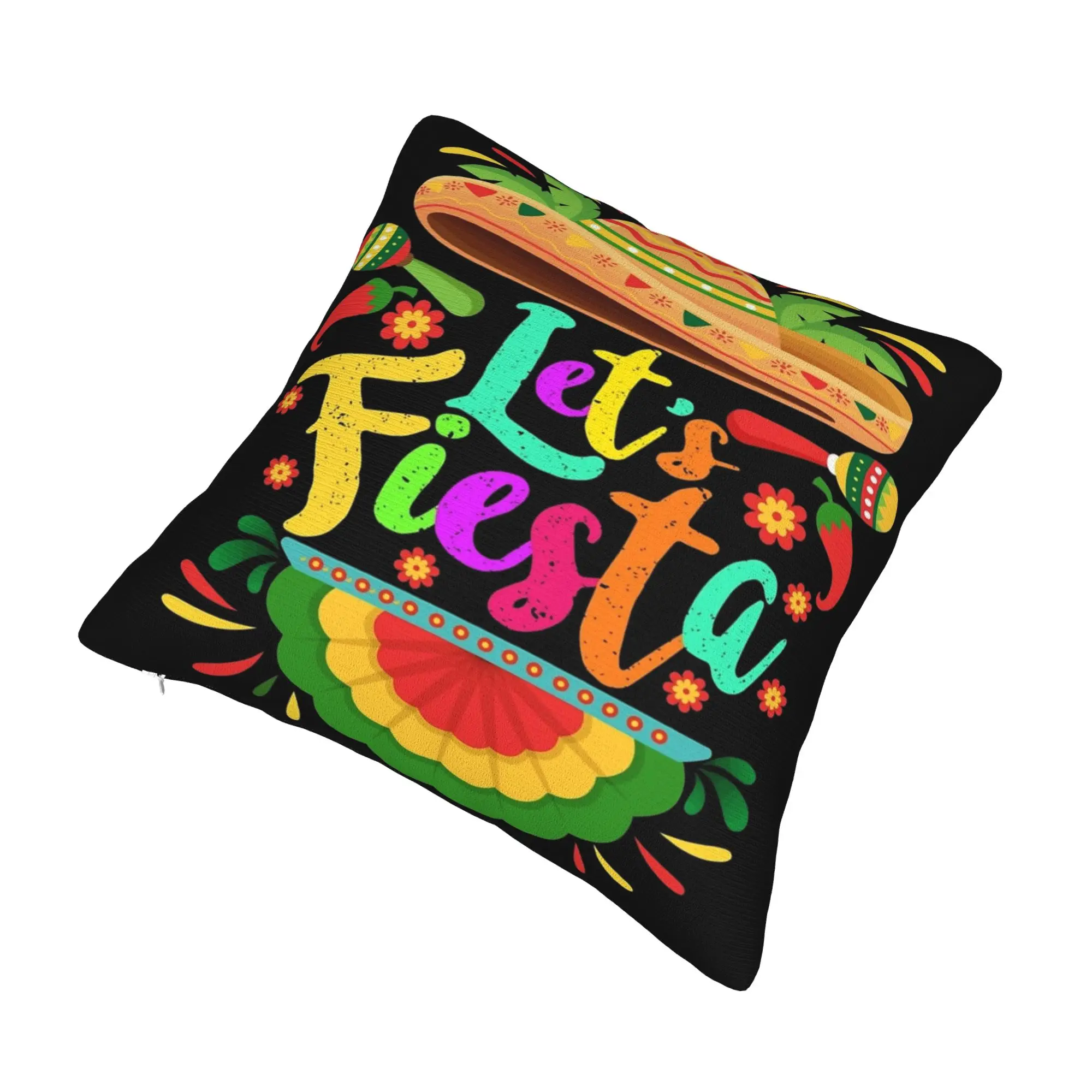 Let's Fiesta Cinco De Mayo  Pillow Covers Product Printed Cushion Cover Decorations  Pillow Case Cover Sofa Multiple Sizes