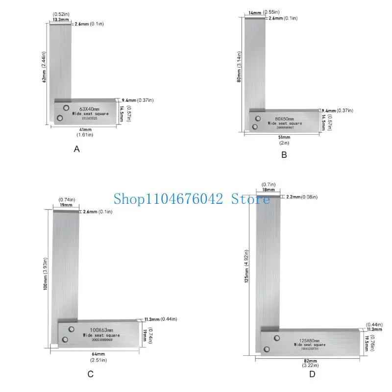 5asd Thước đo góc bằng thép carbon công nghiệp Công cụ đánh dấu và bố cục chính xác Công cụ dễ dàng mang theo cho thợ máy