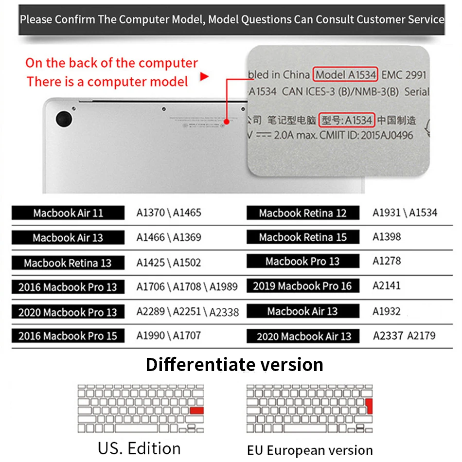 ノートパソコンのキーボードカバーのmacbook air 13インチmodle 2019 A2179 2020 M1 A2337 eu米国英語キーボードカバーのシリコンスキン