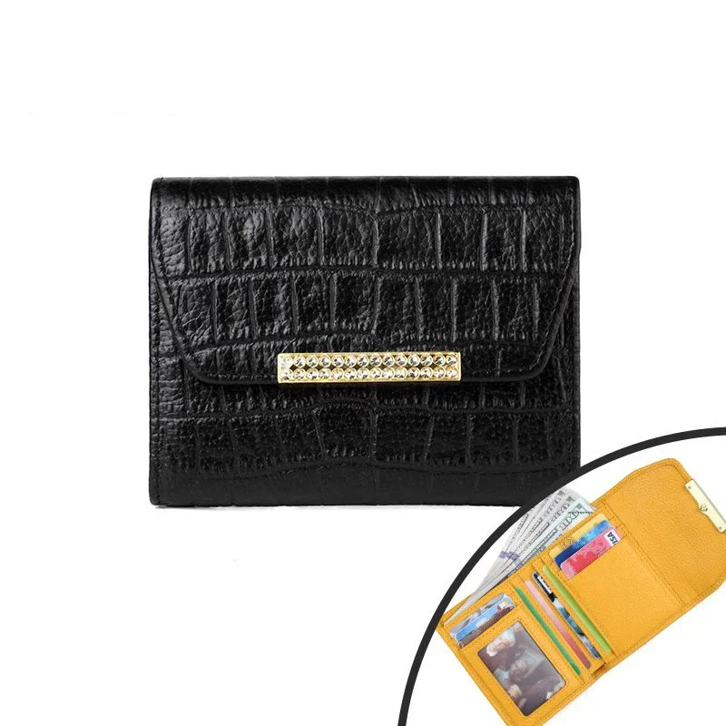 2024 New Fashion Alligator Genuine Leather Women Short Wallets High Quality Female Luxury Brand Clutch Girl Lady Gift Cash Purse