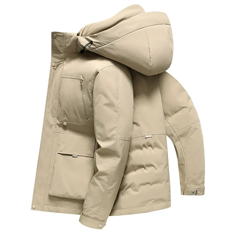 High Quality Men's Hooded White Duck Down Jackets Winter Warm Outdoor Casual Puffer Coats Streetwear Windproof Down Tops Clothes