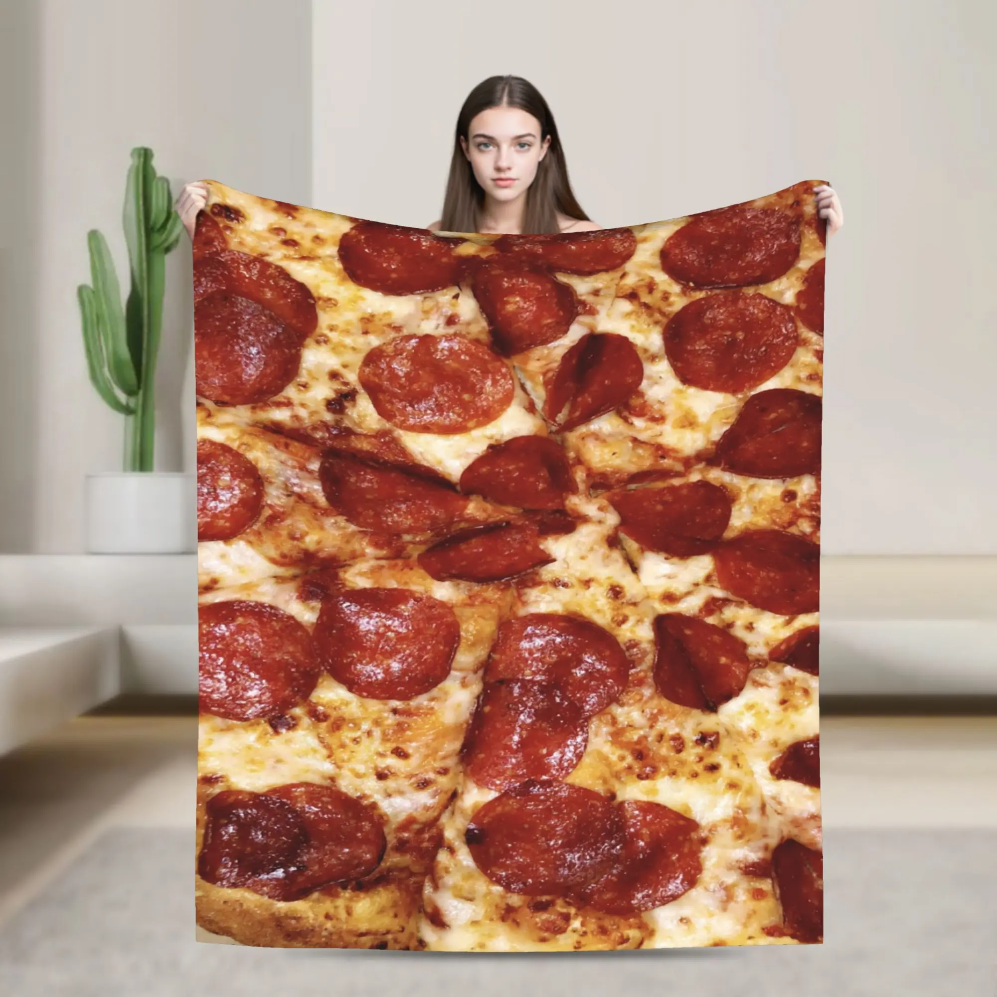 Soft Blankets Camping Pepperoni Pizza Close Up Throw Blanket Pattern  Bedspread For Couch Bed
