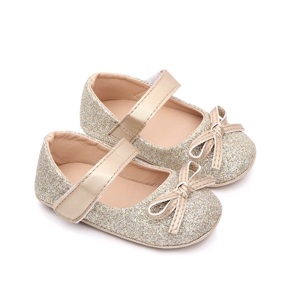 Brand Infant Girl Crib Shoes Fashion Bows Trainers Baby Item Newborn Anti-slip Soft Rubber Sole Princess Footwear Doll Shoe Gift