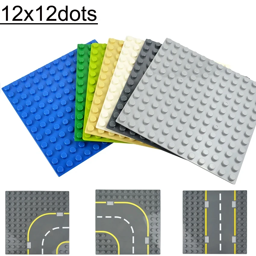 DlY Big Size 12x12 Dots Baseplate Building Blocks City Assembled Road Street Base Plate Large Bricks Compatible Duploes Toys