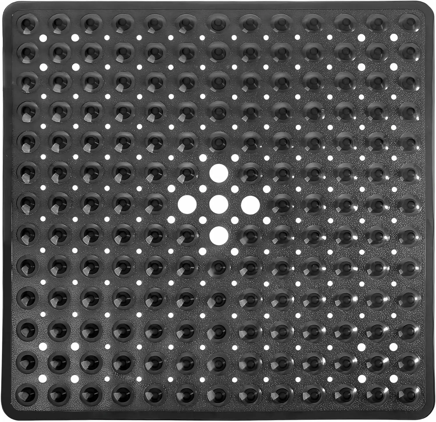 

21x21 Square Non Slip Shower Mat with Suction Cups & Drain Holes, Soft Bath Tub Mat, Machine Washable