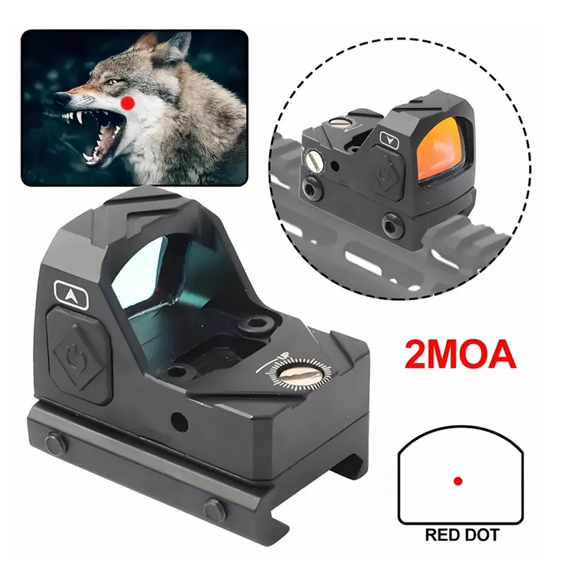 Mini Red Sight Shake Awake Optic Sight للبندقية والمسدسات والمسدسات 2MOA، 12 نطاق تعديل السطوع بنقطة حمراء، #5
