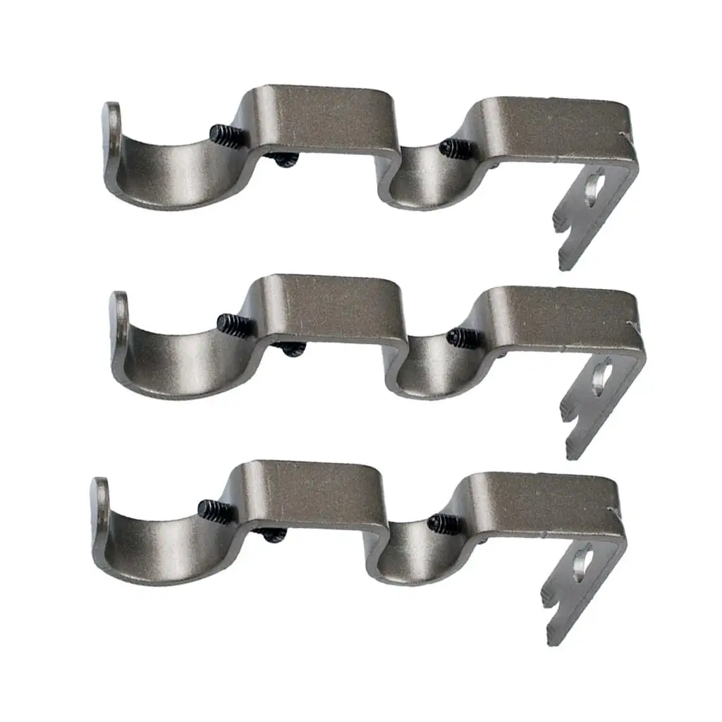 Suporte De Cortina De Metal Ajustável, Duplo Cortina Rod Bracket, Conjunto De 3, 1