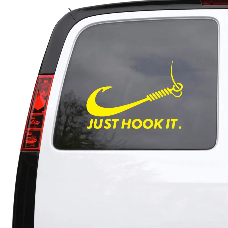 Just Hook It Wall Vinyl Sticker Fishing Wall Sign Decor Car Window Poster Fisherman Gift Fishing Boat Decals Stencil Mural AC24