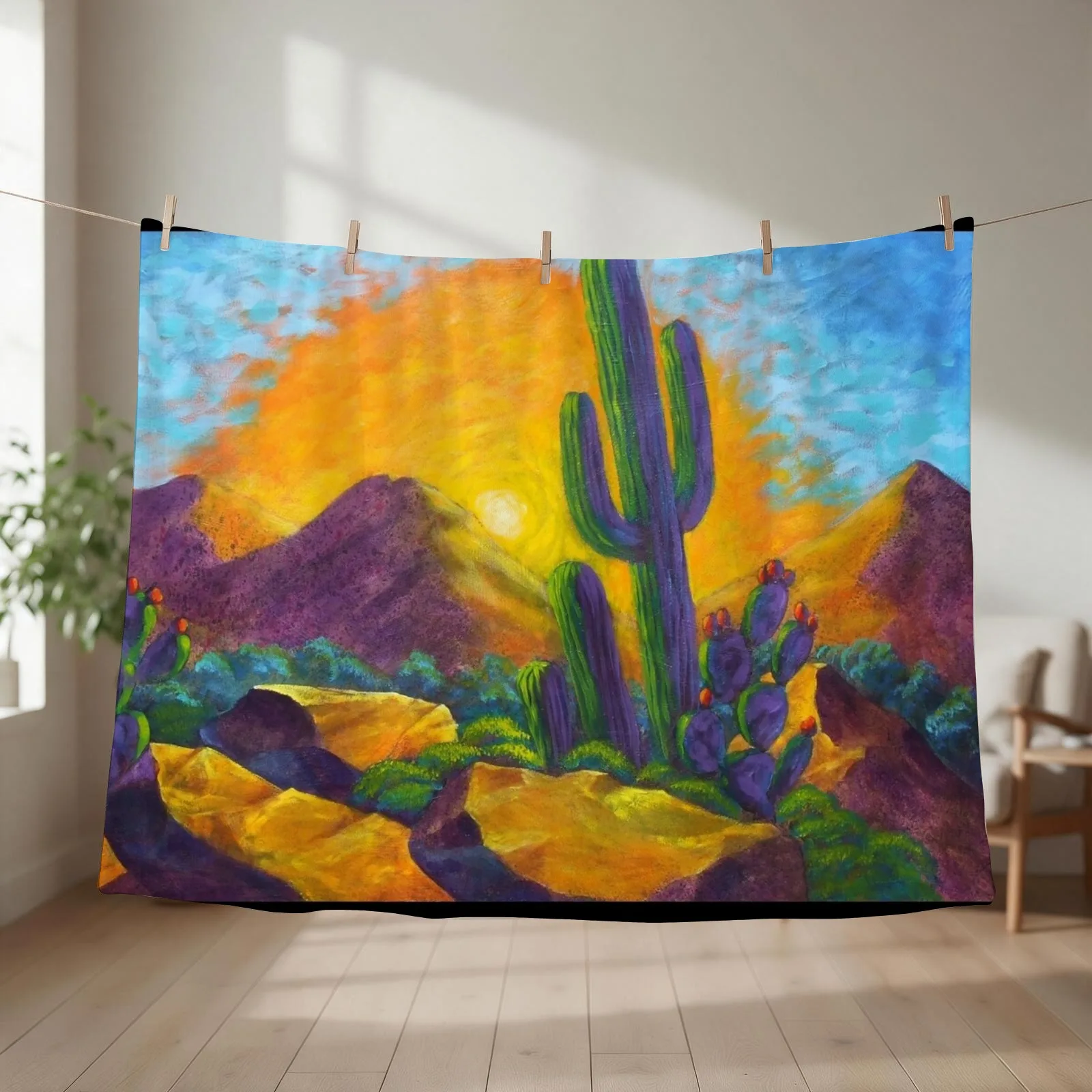 Desert Sunrise Throw Blanket halloween Camping blankets ands Luxury Blankets
