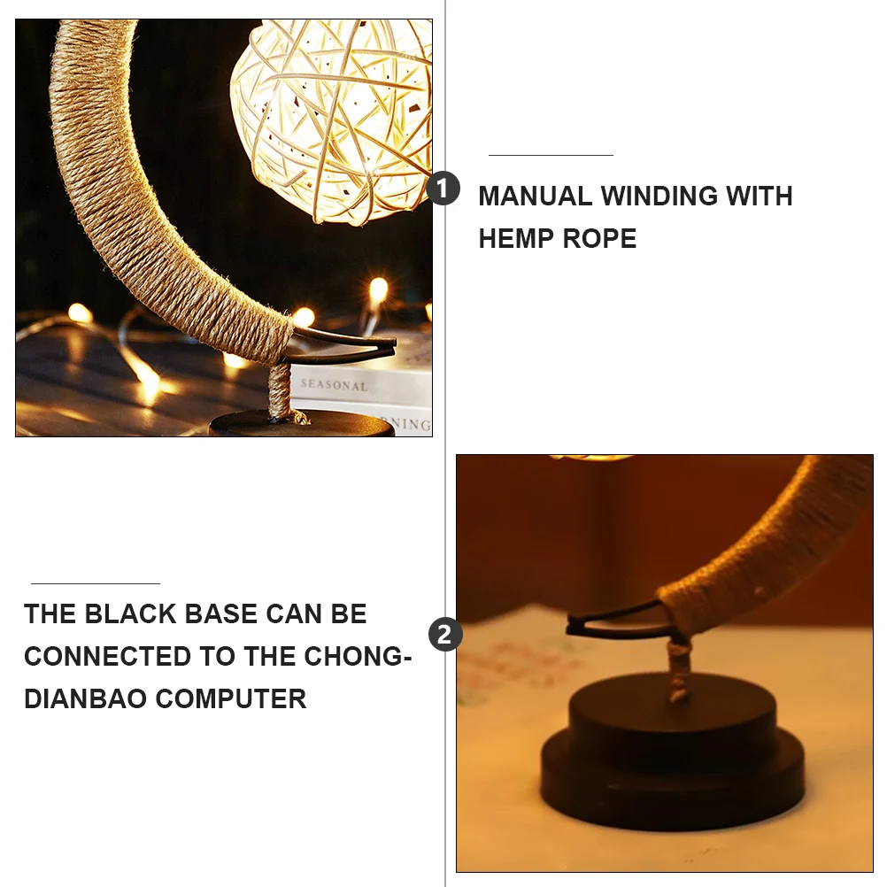 

LED Moon Lamp Iron Art Night Light Operated Retro Style Decorative Table Lamp for Bedroom Bar Coffee Shop Gifts
