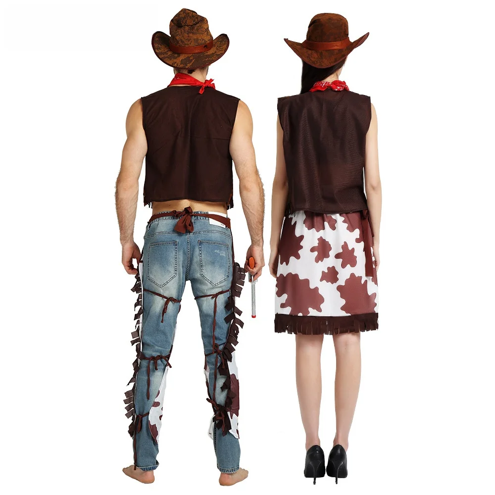 Fsia Clássica de Cowboy Ocidental para loween, Roupas de Papelão para Pais e Filhos, Traje para Apresentações Teatrais...