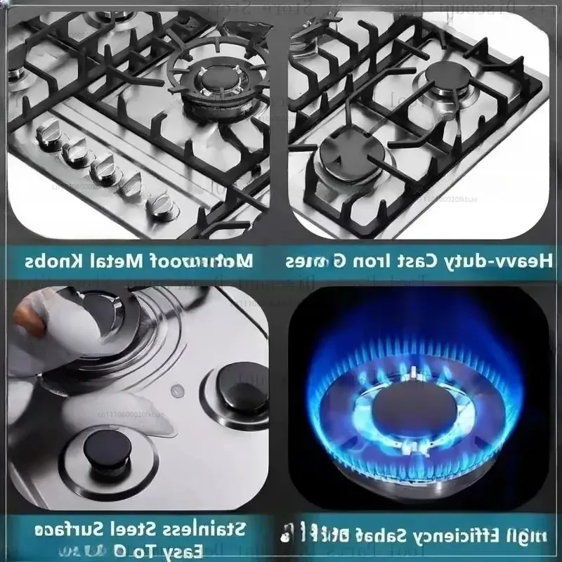 In stock 34 Inch Cooktop Stainless Steel Built-In 5 Burners Stovetop/NG Convertible Gas Stove Top Dual Fuel