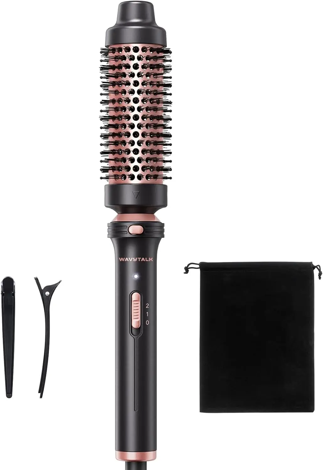 

1.5 Inch Heated Round Brush for Voluminous Curls, Dual Voltage Travel Hair Styler, Rose Gold