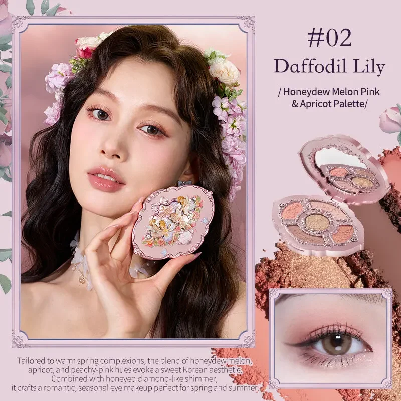 Flower Knows Midsummer Fairytales 5-Color Eyeshadow Palette Butterfly Aesthetic Pigmented Shimmer Fairycore Makeup Palette