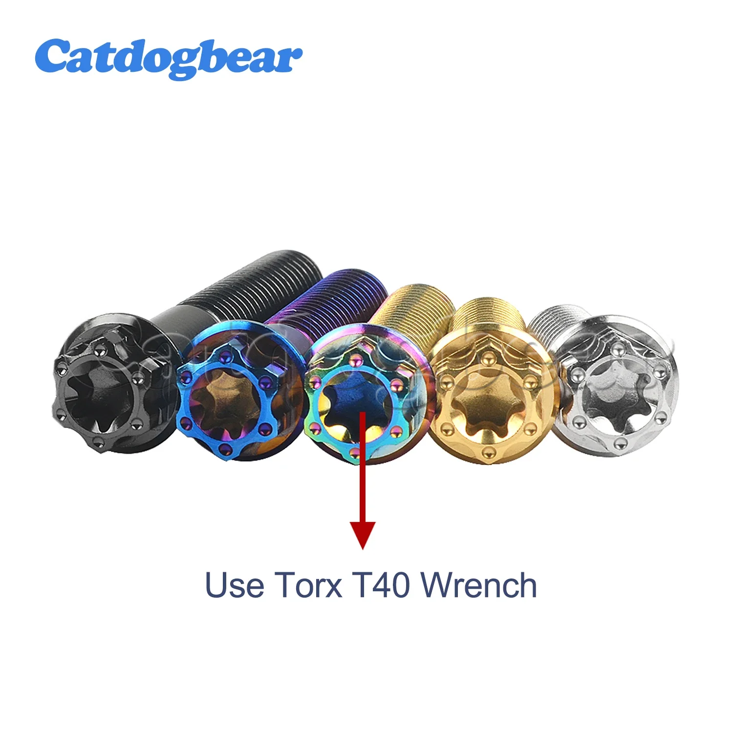 Catdogbear 4PCS Titanium Bolts M8X20 25 30 35 40 45 50 55mm Torx Flange for Motor Bike Disc Brake