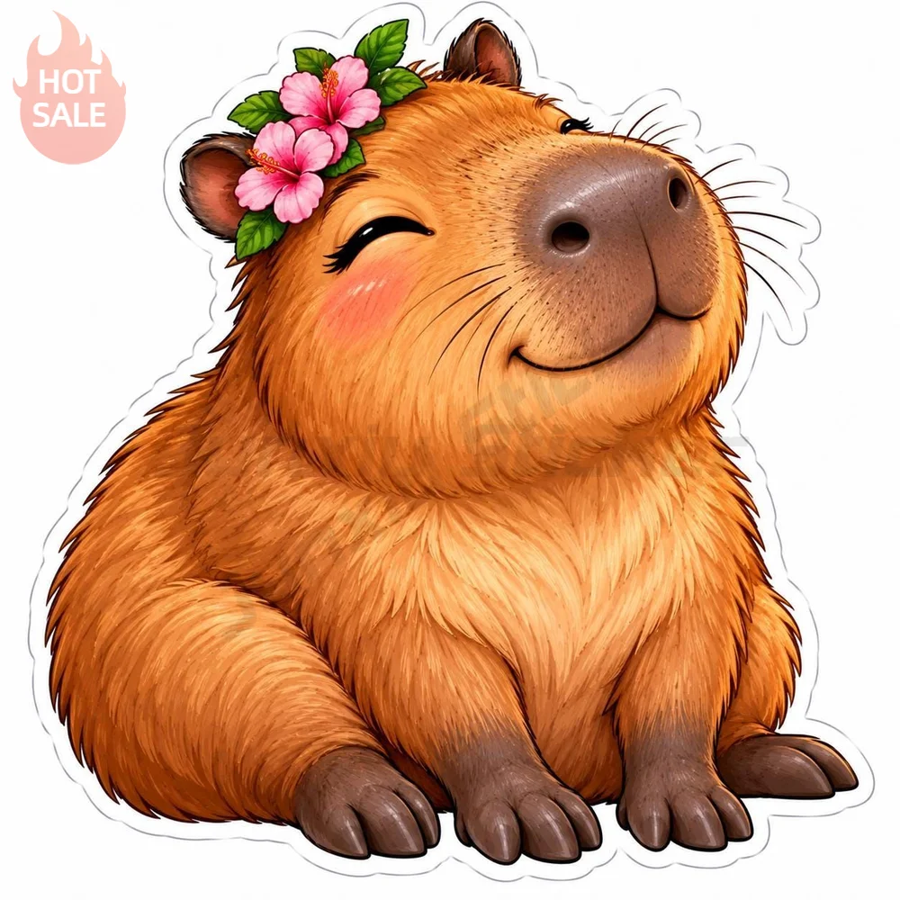 Cute Capybara Adorable Cartoon Kawaii Funny Sticker For Car Body And Rear Window Waterproof Vinyl Decal Vehicle Accessories
