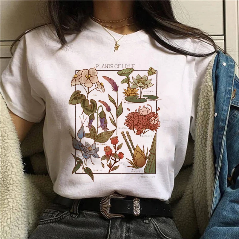 Bloem Garden Goldenrod Botanical shirt Gamer Shirt Flower Shirt. O-Neck Watercolor Wildflower tshirt. Cottagecore Clothing