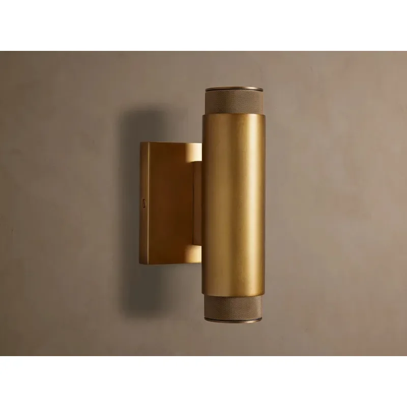 Brushed Antique Brass LED Crystal Shade Bedroom Wall Sconce Modern up Down Wall Lamp with Warm White Light