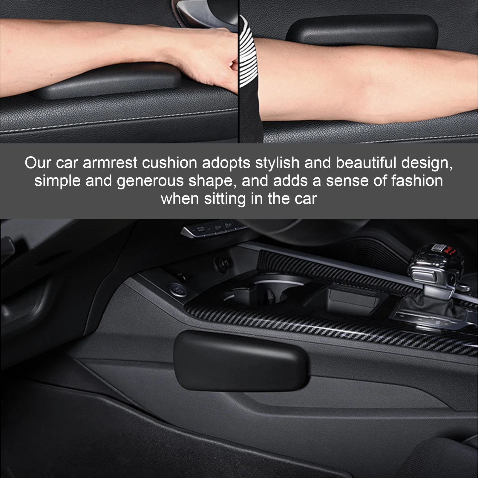 2 Stück Auto-Armlehnenpolster, bequemes, weiches Leder-Armlehnen-Kniekissen, selbstklebende Auto-Armlehnen-Ellbogenpolster für universelle Autotüren – Detail 4