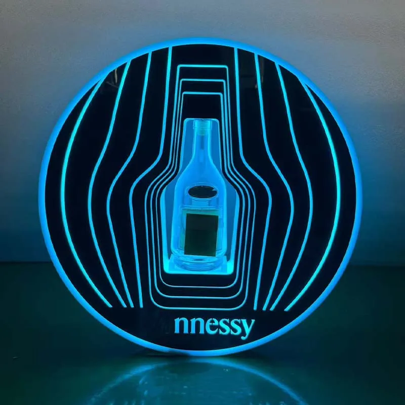 New Style Design LED Bottle Presenter Acrylic Wine Bottle Display Stands for Birthday Party Bar Hotel Nightclub