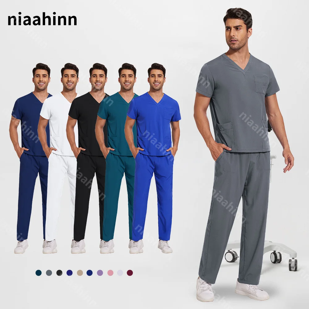 NiaaHinn Hospital Doctor Men's Uniform Medical Sweatshirt Nursing Pants Set Unisex Dentistry Uniform Veterinary Work Clothes New