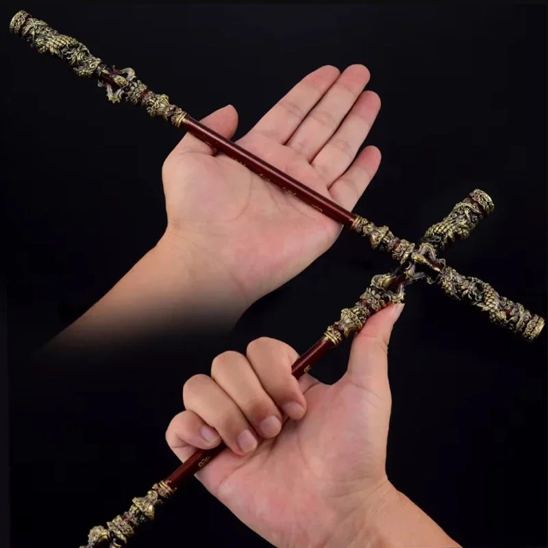 22cm Vintage Black Monkey King Ruyi Staff Rod Wukong Game Props Decoration Ornament Collection Home Desk Ornament Funny Toy Gift