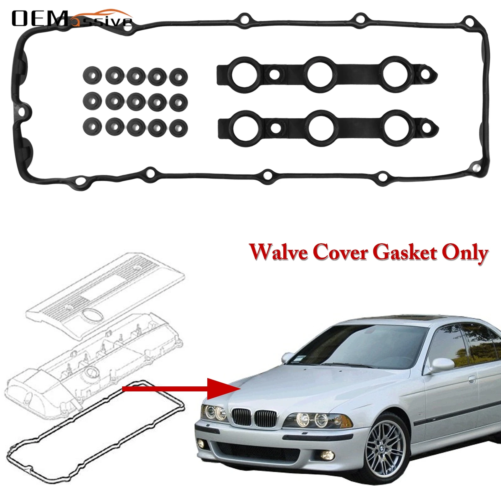 Valve Cover Gasket & 15 Seal Rings & Spark Tube Seals For BMW 00-06 3 5 7 Series X3 X5 325i 330i 525i 530i 730i 3.0i 30i 2.5i