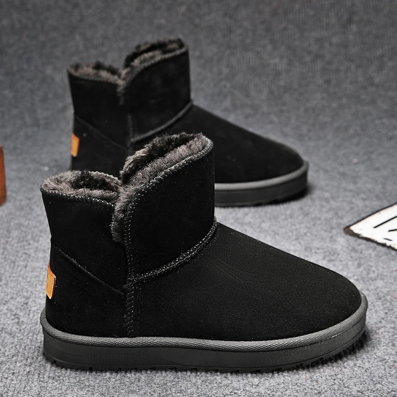 

Классические черные замшевые зимние ботинки, мужские пушистые теплые зимние ботинки для мужчин, удобные слипоны, мужские ботильоны, большой размер 45, botas para hombre