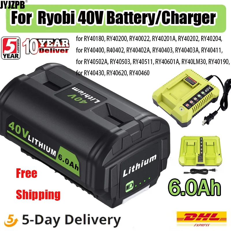 40V 6.0Ah Battery Compatible with Ryobi 40V Collection Cordless Power Tools OP4040 OP4026 OP4030 OP4050 OP4060A Ryobi 40V Batter