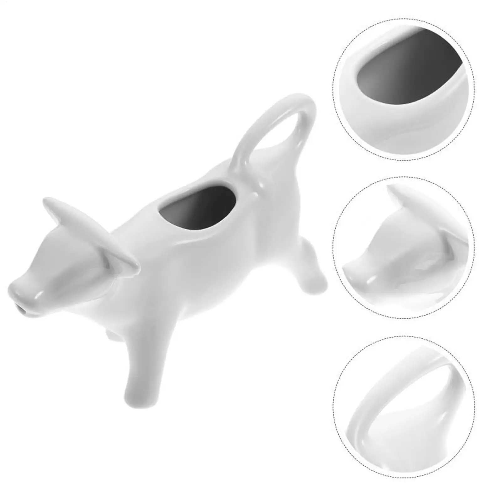 Ceramic Heat Resistant Cartoon Cow Shape Creamer Pitcher Syrup Container Small Cream Container for Camping Picnic Barbecue