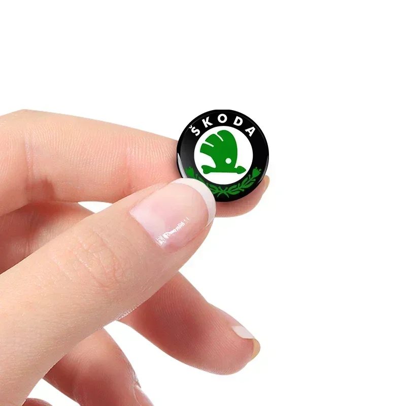 New 14mm Fob Car Logo Sticker For Car Remote Control Key For Skoda Octavia Kodiaq Fabia Rapid Superb A5 A7 2 Kamiq Karoq