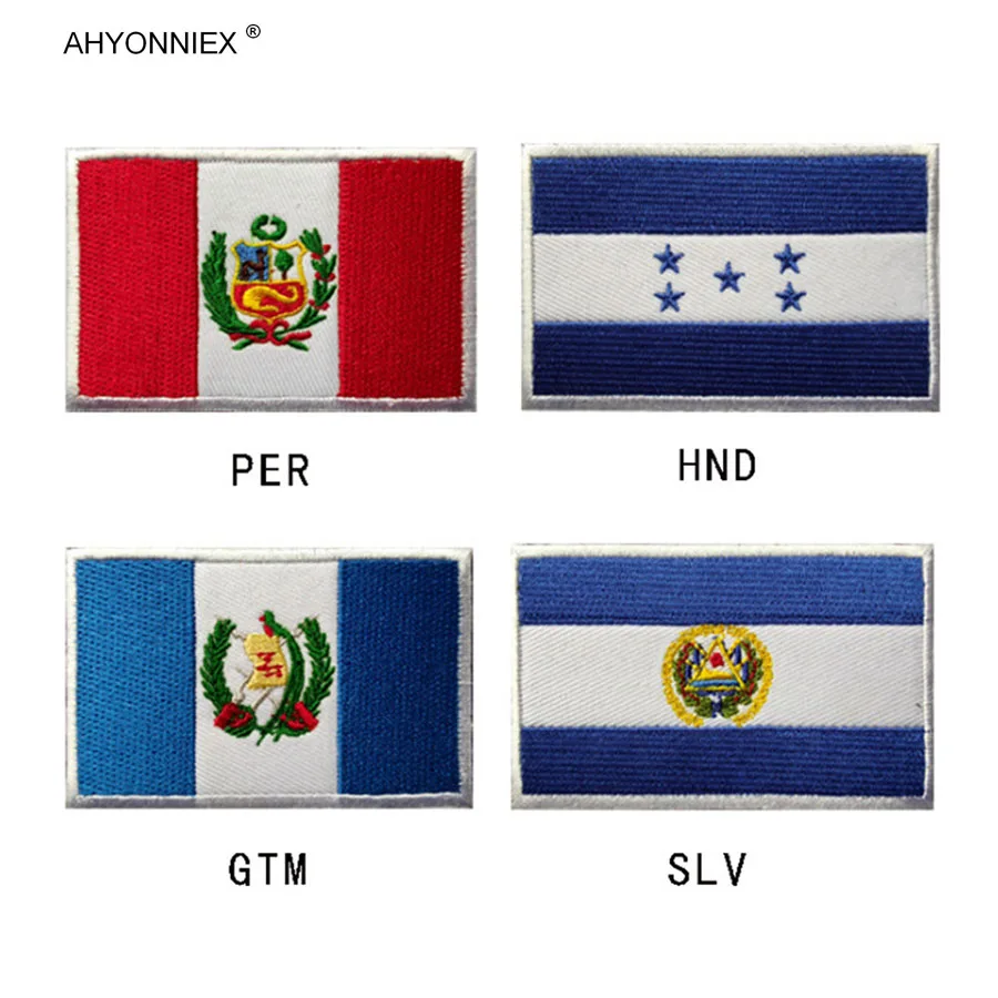 AHYONNIEX-insignia de brazalete con bordado 3D de alta calidad, parche adhesivo de tela de moral táctica, bandera de Perú y Perú, 1 unidad
