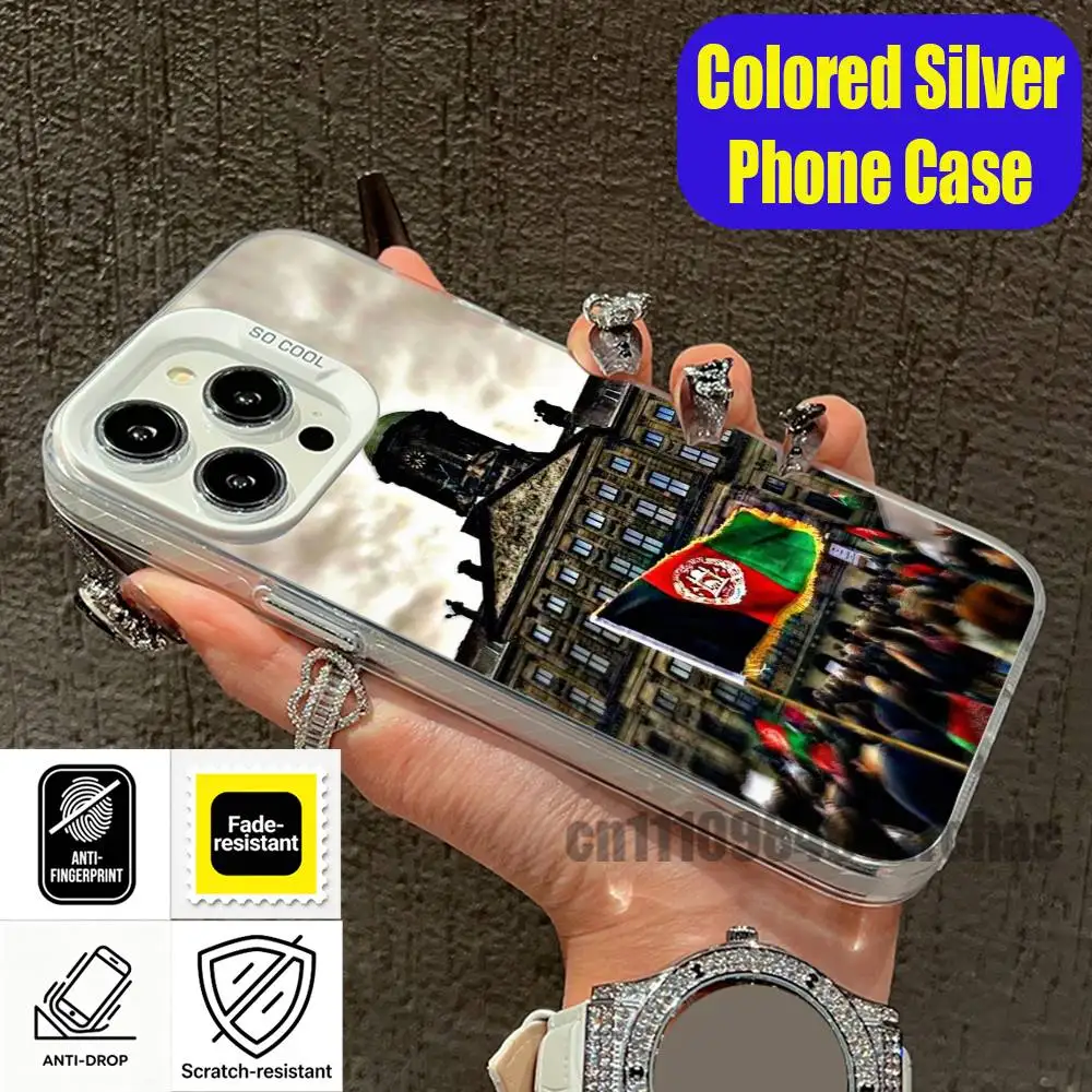 For Flag Afghanistan Afghan Phone Case iPhone 15,17,12,14,13,16,11,E,Max,Plus,Air,Pro,Mini Custom Color Silver Cover view 3