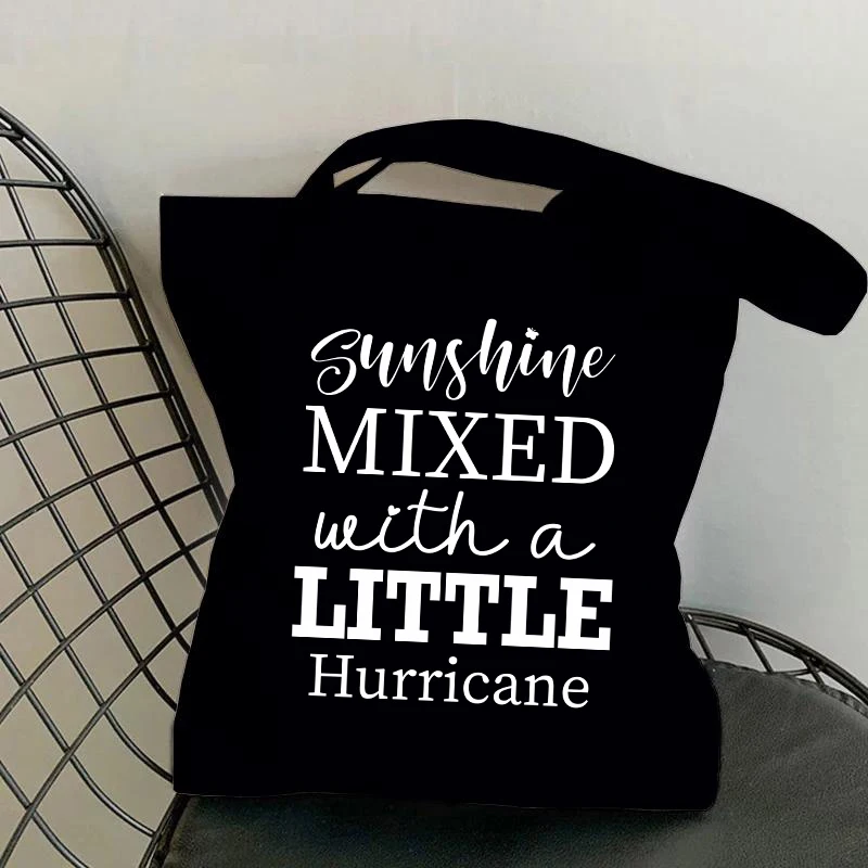 

Sunshine Mixed With A Little Hurricane Graphic Shoulder Bag Canvas Bag Harajuku Shopper Bag Fashion Casual Summer Shoulder Bags