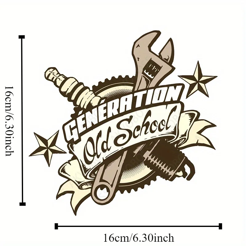 Vintage Old School Wrench Matte Waterproof Vinyl Sticker For Car Motorcycle Laptop Garage Decor