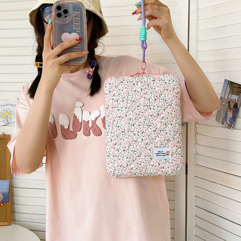 Capa para tablet de 11 polegadas, para ipad air/pro 13, 14 polegadas, capa fofa para laptop para macbook air/pro, bolsa de transporte floral