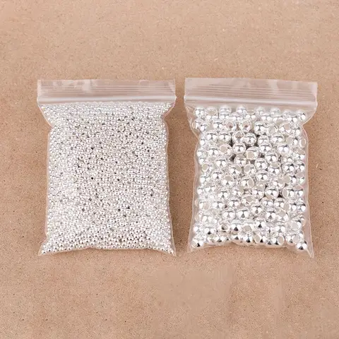2-10MM 진짜 925 스털링 실버 라운드 비즈 스페이서 비즈 쥬얼리에 대한 실버 구슬 결과 팔찌 목걸이 액세서리 만들기