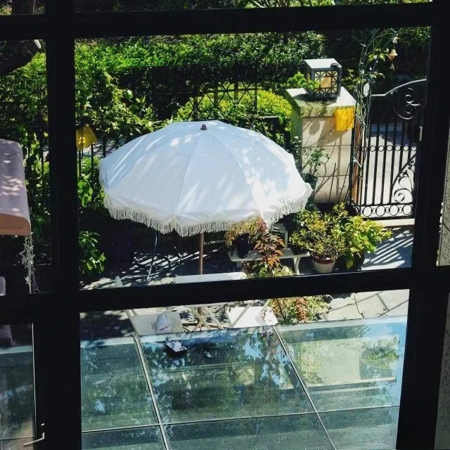 

Home Outdoor Parasol Outdoor Garden Cotton Fringed Lace Leisure Sunscreen Garden Umbrella