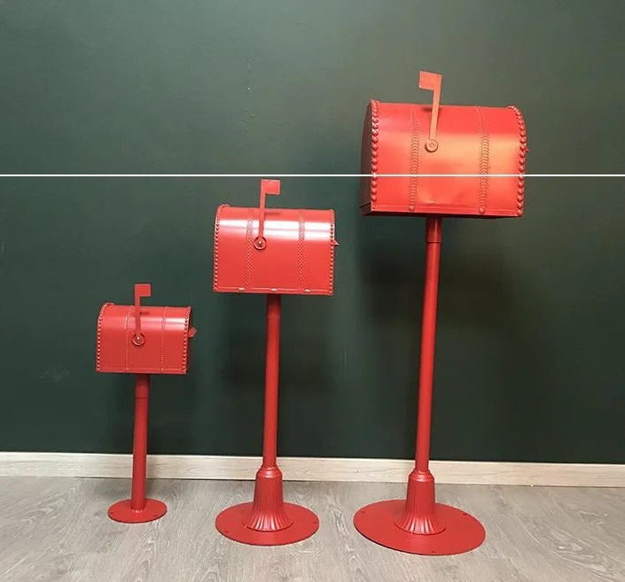 Wrought Iron Villa Mailbox, Freestanding Vintage Metal Postbox, Outdoor Rainproof Newspaper Mailbox