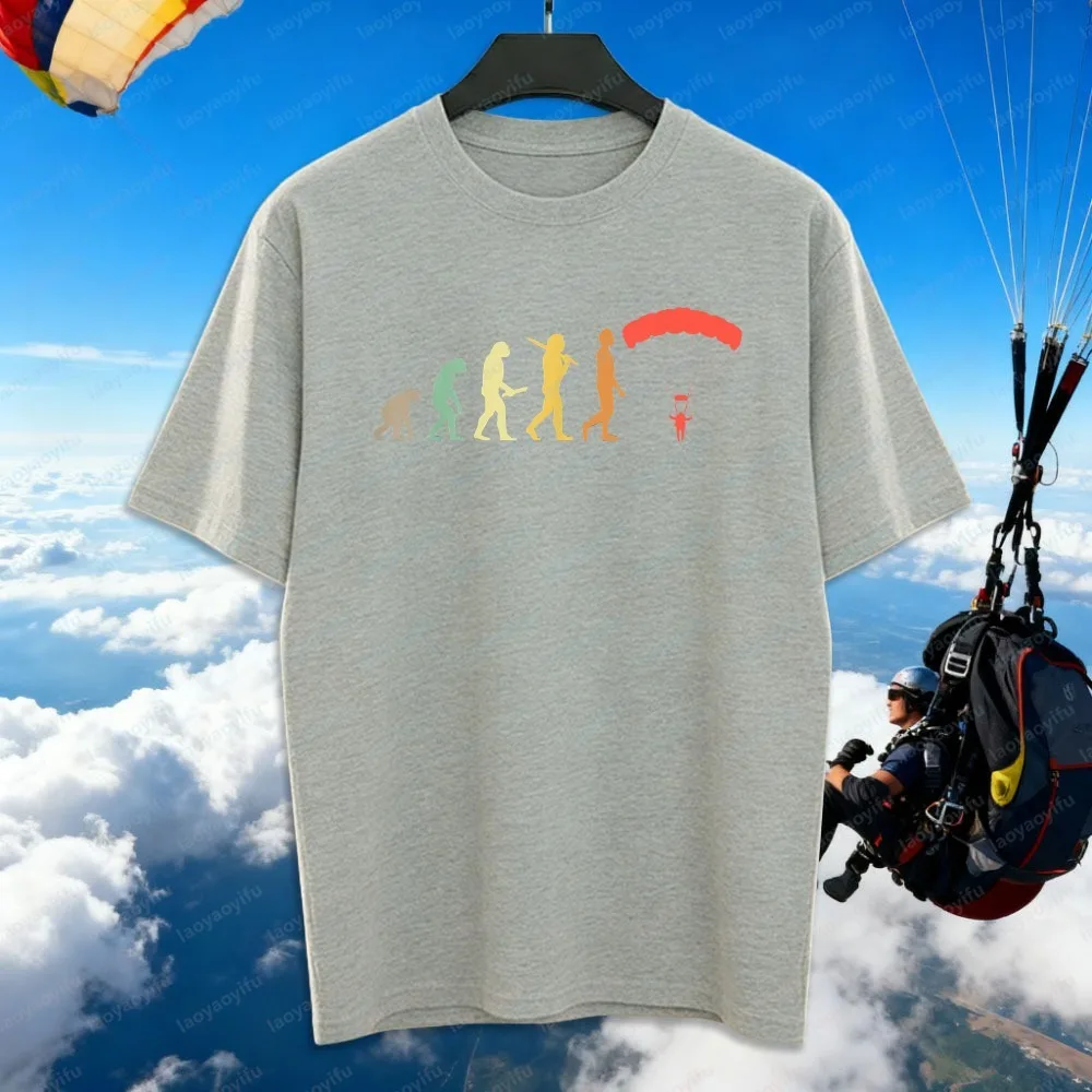 Retro Skydiver Evolution Print Cotton T-Shirt Trending Extreme Sport Gift Cool Skydive Summer Outdoors Fashion Men's Clothing